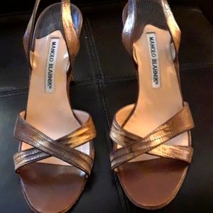 Manolo Blahnik snake pattern heels (slight scuffing)   size 37.5 Gorgeous